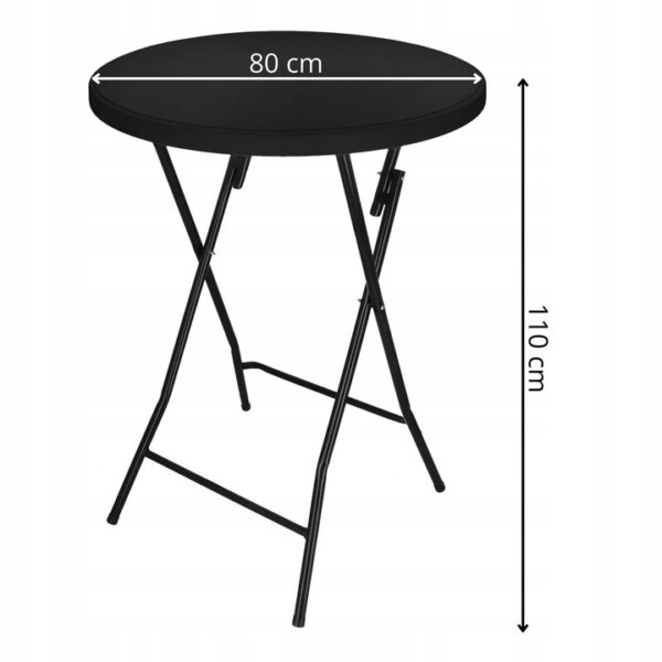 Masa catering profesionala pentru evenimente, inalta, cu picioare metal pliabile, rotunda, d 80 cm, h 110 cm, negru - imagine 6