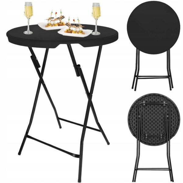 Masa catering profesionala pentru evenimente, inalta, cu picioare metal pliabile, rotunda, d 80 cm, h 110 cm, negru - imagine 7
