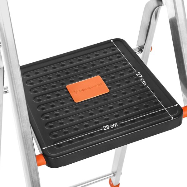 SONGMICS Scara aluminiu pliabila cu 4 trepte, latime trepte 12 cm, cu maner, sarcina 150 kg, 44x156 cm - imagine 4