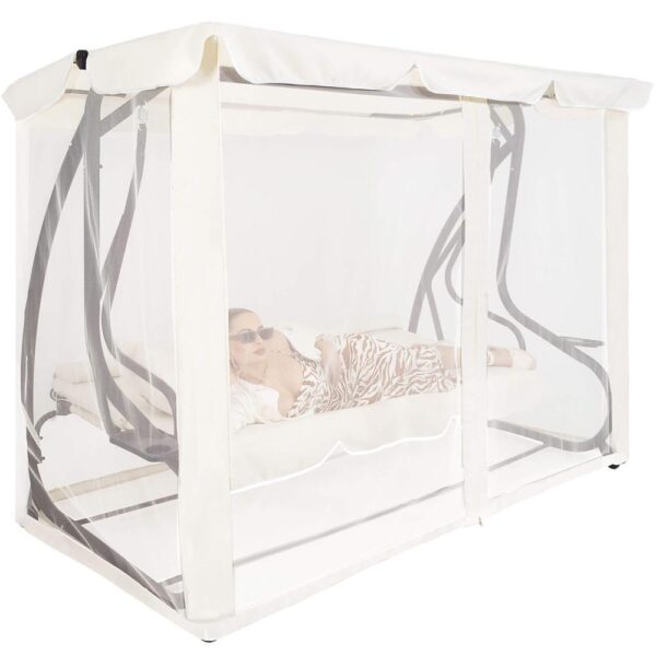 Plasa antiinsecte pentru leagan de gradina, 165x680 cm, bej - imagine 2