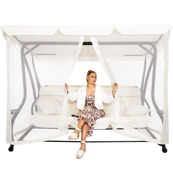 Plasa antiinsecte pentru leagan de gradina, 165x680 cm, bej - imagine 3
