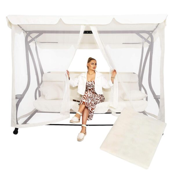 Plasa antiinsecte pentru leagan de gradina, 165x680 cm, bej - imagine 4