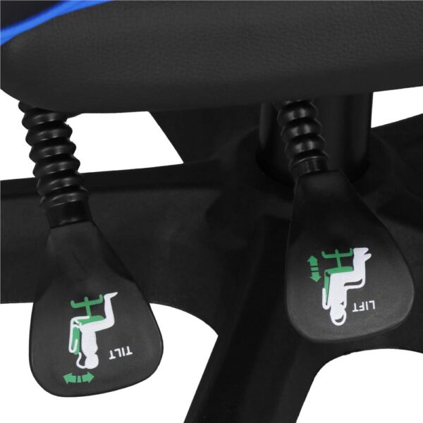 Scaun birou pentru gaming, ergonomic, suport lombar si tetiera, 114-123x55x50 cm, negru si albastru - imagine 16