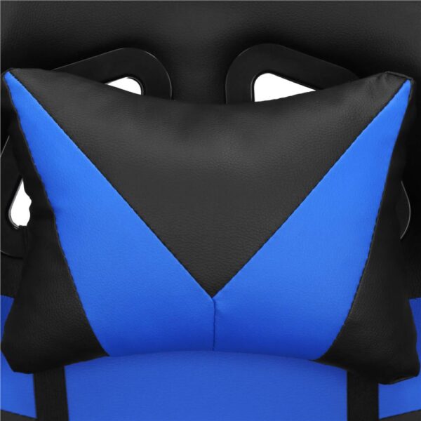 Scaun birou pentru gaming, ergonomic, suport lombar si tetiera, 114-123x55x50 cm, negru si albastru - imagine 17