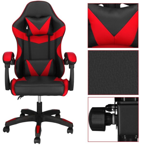 Scaun birou pentru gaming, ergonomic, suport lombar si tetiera, 114-123x55x50 cm, negru si rosu - imagine 11