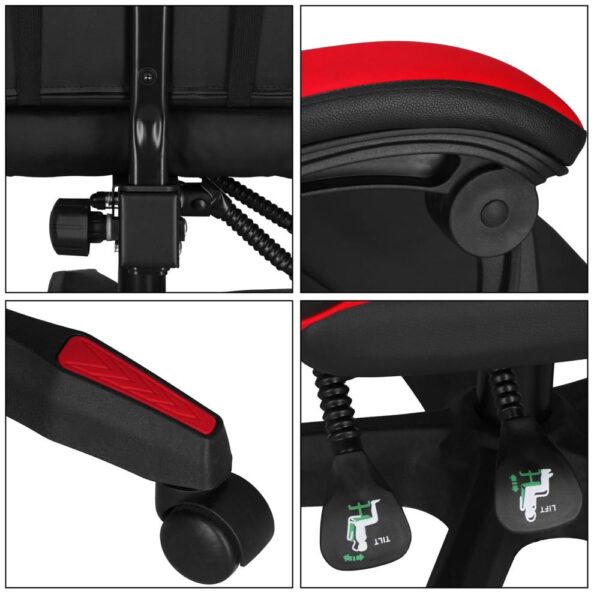 Scaun birou pentru gaming, ergonomic, suport lombar si tetiera, 114-123x55x50 cm, negru si rosu - imagine 19