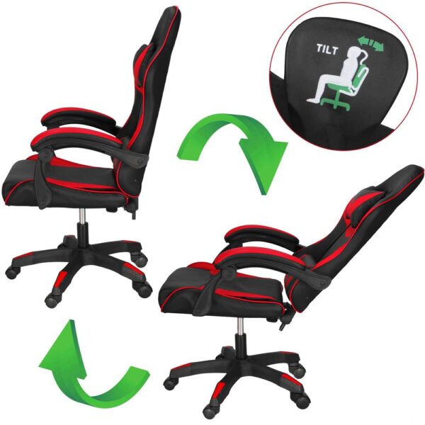 Scaun birou pentru gaming, ergonomic, suport lombar si tetiera, 114-123x55x50 cm, negru si rosu - imagine 9