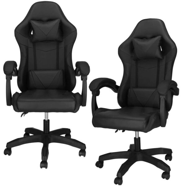 Scaun birou pentru gaming, ergonomic, suport lombar si tetiera, 114-123x55x50 cm, negru - imagine 2