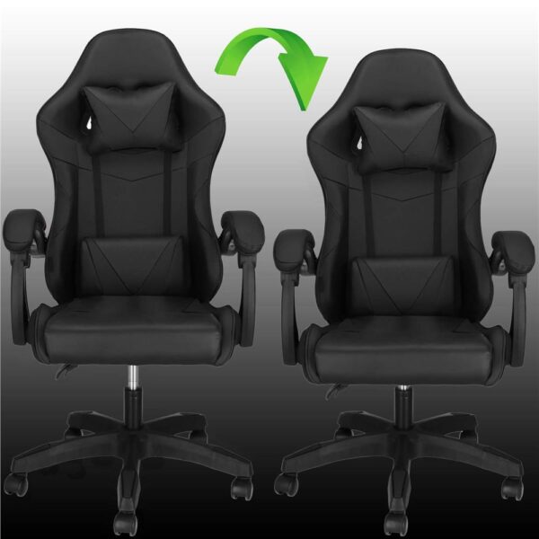 Scaun birou pentru gaming, ergonomic, suport lombar si tetiera, 114-123x55x50 cm, negru - imagine 11