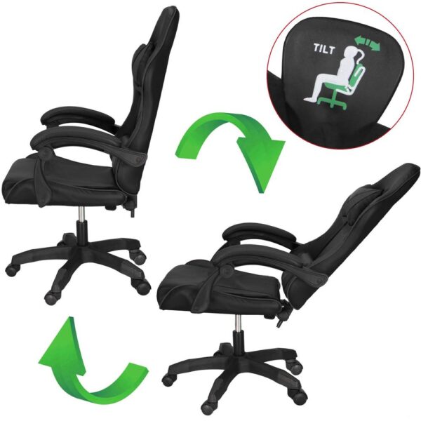Scaun birou pentru gaming, ergonomic, suport lombar si tetiera, 114-123x55x50 cm, negru - imagine 12