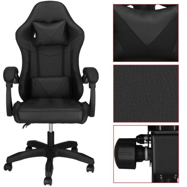 Scaun birou pentru gaming, ergonomic, suport lombar si tetiera, 114-123x55x50 cm, negru - imagine 14