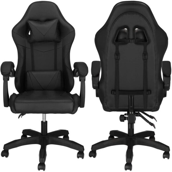 Scaun birou pentru gaming, ergonomic, suport lombar si tetiera, 114-123x55x50 cm, negru - imagine 8