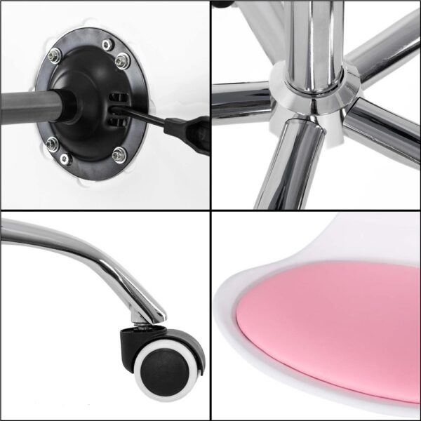 Scaun birou ergonomic, cu sezut din spuma, reglabil pe inaltime, maxim 120 kg, 90x49x48 cm, alb si roz - imagine 10