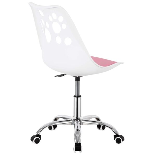 Scaun birou ergonomic, cu sezut din spuma, reglabil pe inaltime, maxim 120 kg, 90x49x48 cm, alb si roz - imagine 20