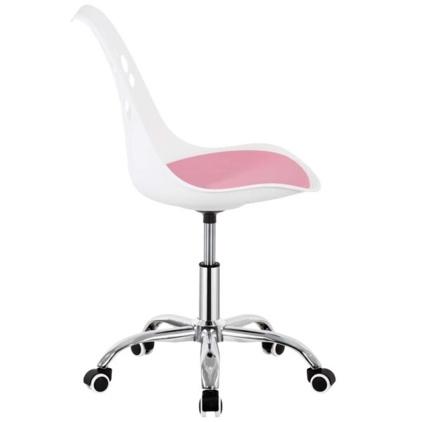 Scaun birou ergonomic, cu sezut din spuma, reglabil pe inaltime, maxim 120 kg, 90x49x48 cm, alb si roz - imagine 21