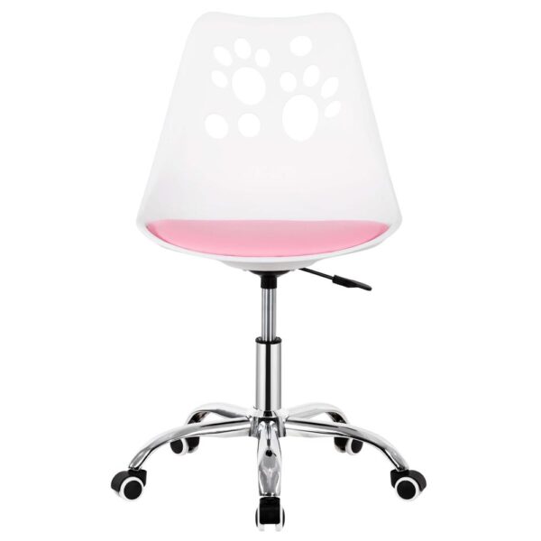 Scaun birou ergonomic, cu sezut din spuma, reglabil pe inaltime, maxim 120 kg, 90x49x48 cm, alb si roz - imagine 7