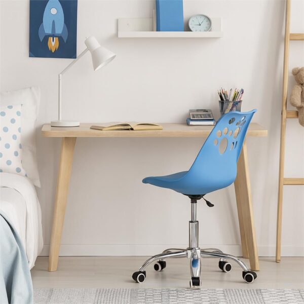 Scaun birou ergonomic, cu sezut din spuma, reglabil pe inaltime, maxim 120 kg, 90x49x48 cm, albastru - imagine 3