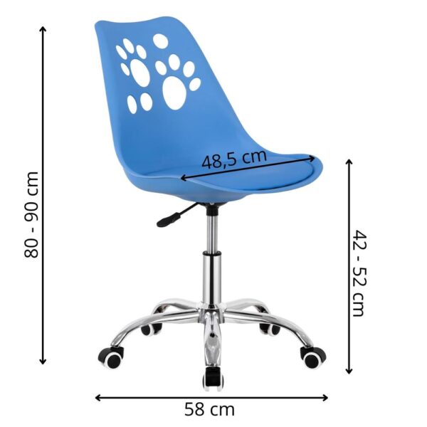 Scaun birou ergonomic, cu sezut din spuma, reglabil pe inaltime, maxim 120 kg, 90x49x48 cm, albastru - imagine 2