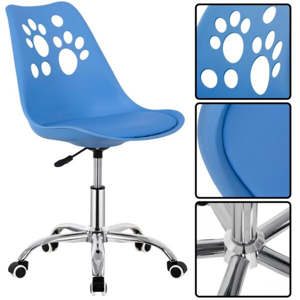 Scaun birou ergonomic, cu sezut din spuma, reglabil pe inaltime, maxim 120 kg, 90x49x48 cm, albastru - imagine 18