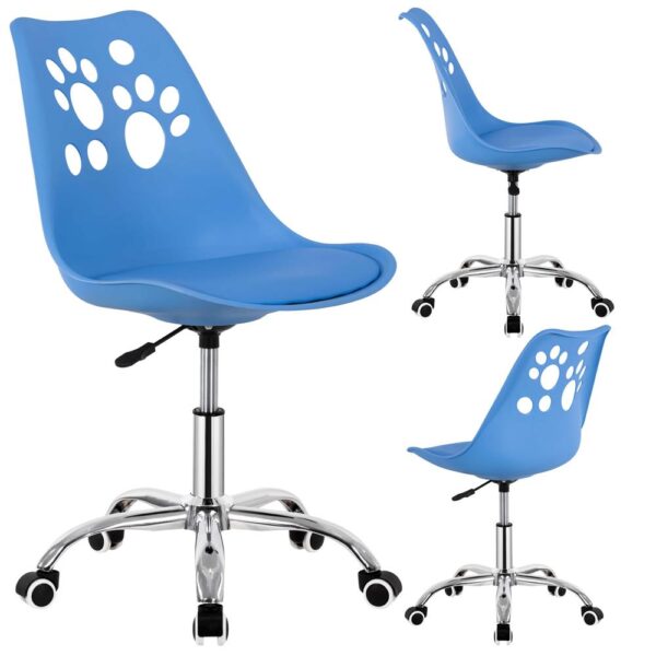 Scaun birou ergonomic, cu sezut din spuma, reglabil pe inaltime, maxim 120 kg, 90x49x48 cm, albastru - imagine 4
