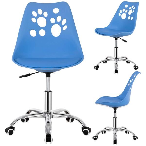 Scaun birou ergonomic, cu sezut din spuma, reglabil pe inaltime, maxim 120 kg, 90x49x48 cm, albastru - imagine 6