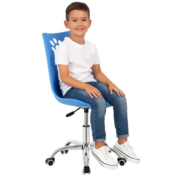 Scaun birou ergonomic, cu sezut din spuma, reglabil pe inaltime, maxim 120 kg, 90x49x48 cm, albastru - imagine 7