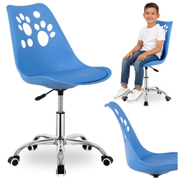 Scaun birou ergonomic, cu sezut din spuma, reglabil pe inaltime, maxim 120 kg, 90x49x48 cm, albastru - imagine 8