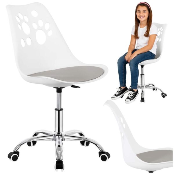 Scaun birou ergonomic, cu sezut din spuma, reglabil pe inaltime, maxim 120 kg, 90x49x48 cm, alb si gri - imagine 2