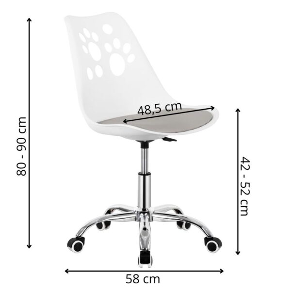 Scaun birou ergonomic, cu sezut din spuma, reglabil pe inaltime, maxim 120 kg, 90x49x48 cm, alb si gri - imagine 5