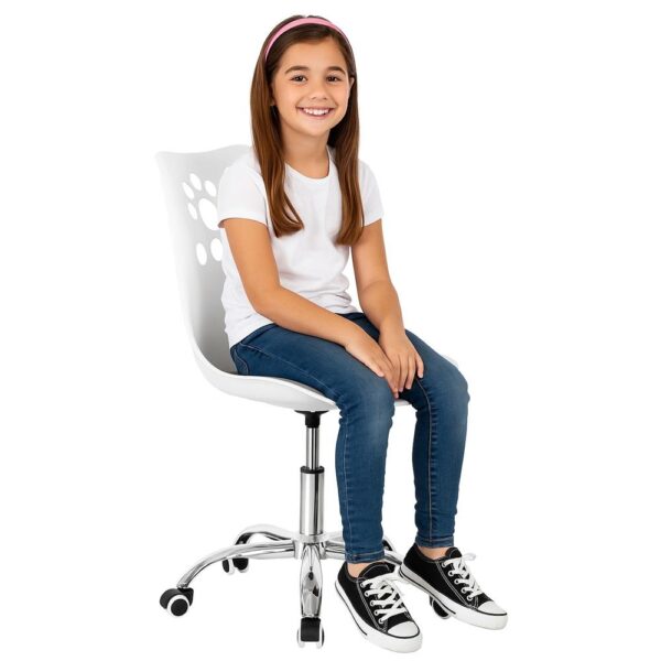 Scaun birou ergonomic, cu sezut din spuma, reglabil pe inaltime, maxim 120 kg, 90x49x48 cm, alb si gri - imagine 7