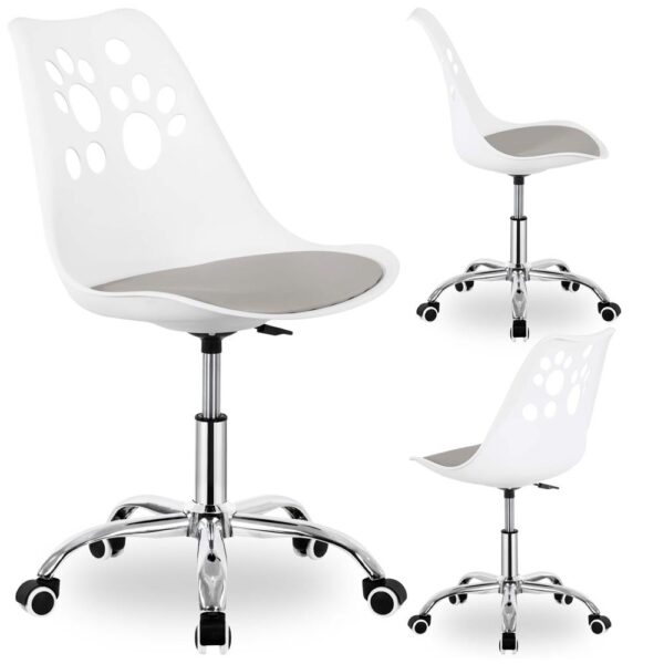 Scaun birou ergonomic, cu sezut din spuma, reglabil pe inaltime, maxim 120 kg, 90x49x48 cm, alb si gri - imagine 8