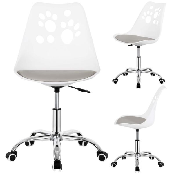 Scaun birou ergonomic, cu sezut din spuma, reglabil pe inaltime, maxim 120 kg, 90x49x48 cm, alb si gri - imagine 9