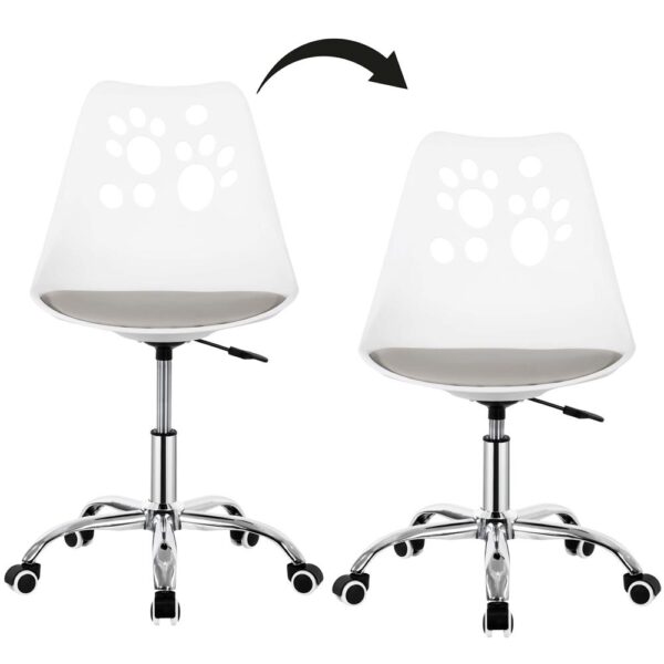 Scaun birou ergonomic, cu sezut din spuma, reglabil pe inaltime, maxim 120 kg, 90x49x48 cm, alb si gri - imagine 16