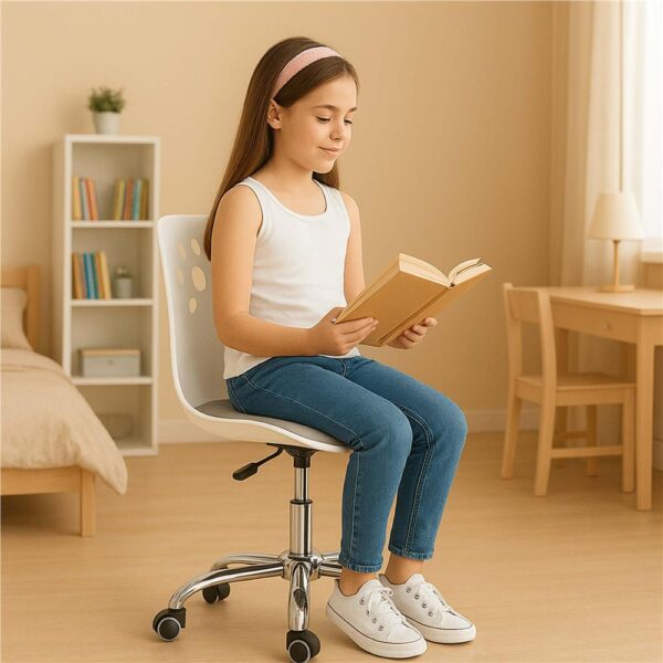 Scaun birou ergonomic, cu sezut din spuma, reglabil pe inaltime, maxim 120 kg, 90x49x48 cm, alb si gri - imagine 20