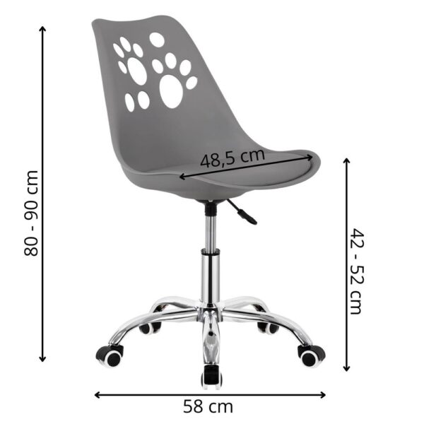 Scaun birou ergonomic, cu sezut din spuma, reglabil pe inaltime, maxim 120 kg, 90x49x48 cm, gri - imagine 2
