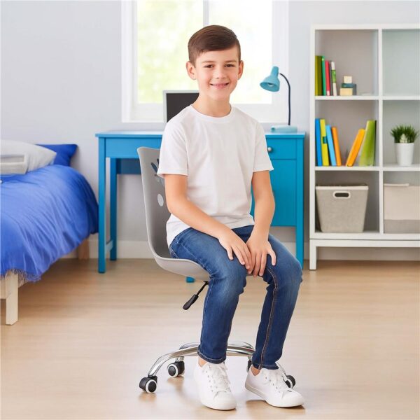 Scaun birou ergonomic, cu sezut din spuma, reglabil pe inaltime, maxim 120 kg, 90x49x48 cm, gri - imagine 6