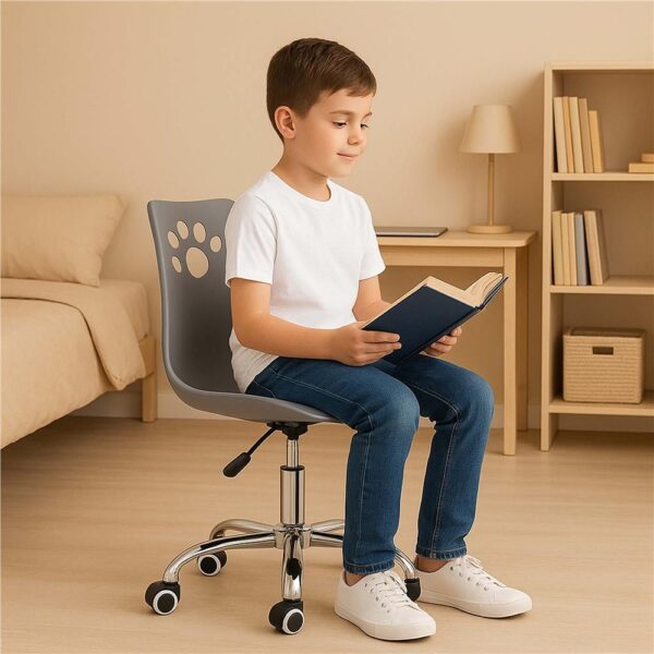 Scaun birou ergonomic, cu sezut din spuma, reglabil pe inaltime, maxim 120 kg, 90x49x48 cm, gri - imagine 7