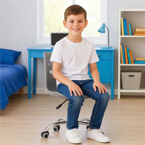 Scaun birou ergonomic, cu sezut din spuma, reglabil pe inaltime, maxim 120 kg, 90x49x48 cm, gri - imagine 8