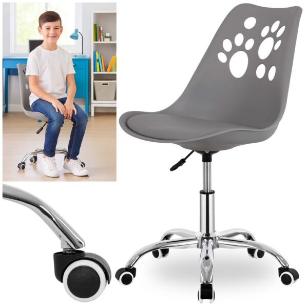 Scaun birou ergonomic, cu sezut din spuma, reglabil pe inaltime, maxim 120 kg, 90x49x48 cm, gri - imagine 11
