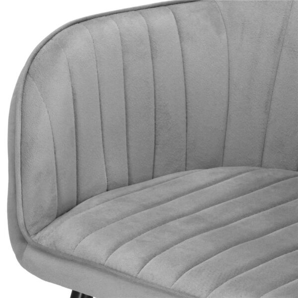 Scaun living tapitat, design modern, catifea, picioare metalice, 85x52x46 cm, gri - imagine 15