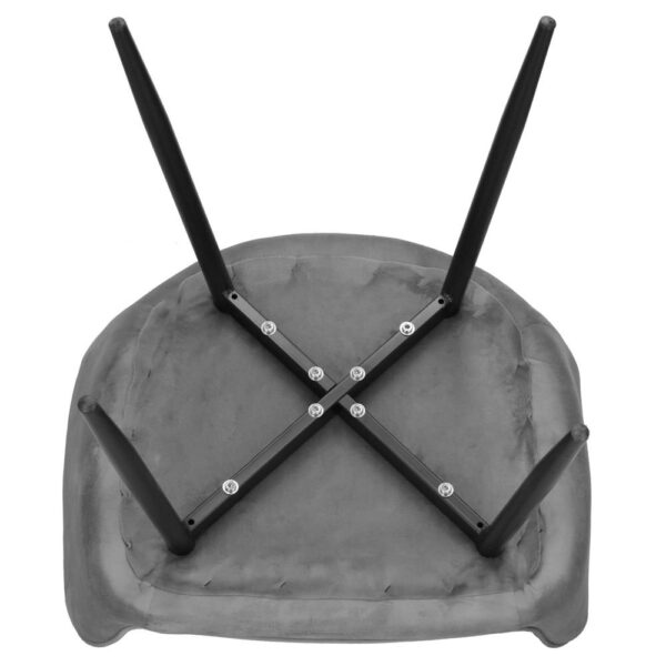 Scaun living tapitat, design modern, catifea, picioare metalice, 85x52x46 cm, gri - imagine 16