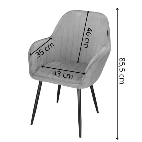 Scaun living tapitat, design modern, catifea, picioare metalice, 85x52x46 cm, gri - imagine 17