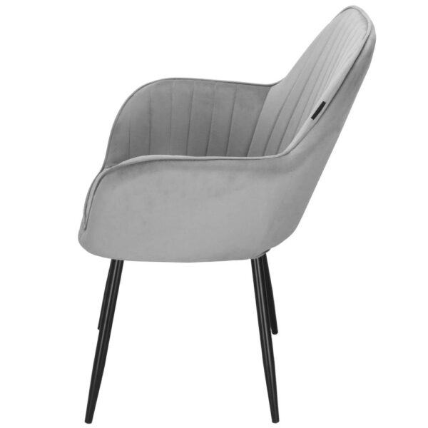 Scaun living tapitat, design modern, catifea, picioare metalice, 85x52x46 cm, gri - imagine 12