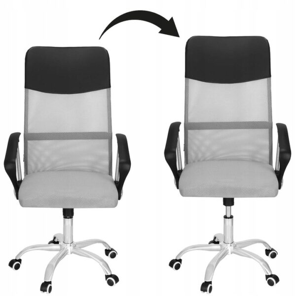 Scaun de birou ergonomic cu reglaj pe inaltime, material tip mesh si ecopiele, 58x60x117 cm, gri - imagine 8