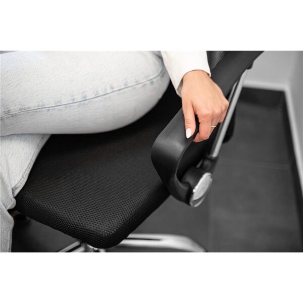 Scaun birou reglabil, ergonomic, cu spatar din microplasa respirabila si baza metalica cromata, 117x58x60 cm, negru - imagine 21