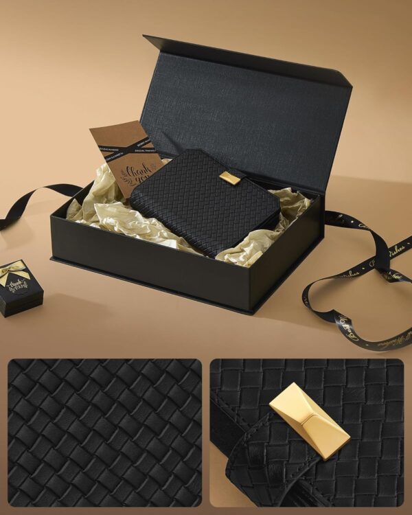 SONGMICS Cutie ceasuri Ronne Collection pentru 3 ceasuri, piele PU, cu compartiment secret, 22x15x5 cm, negru - imagine 4