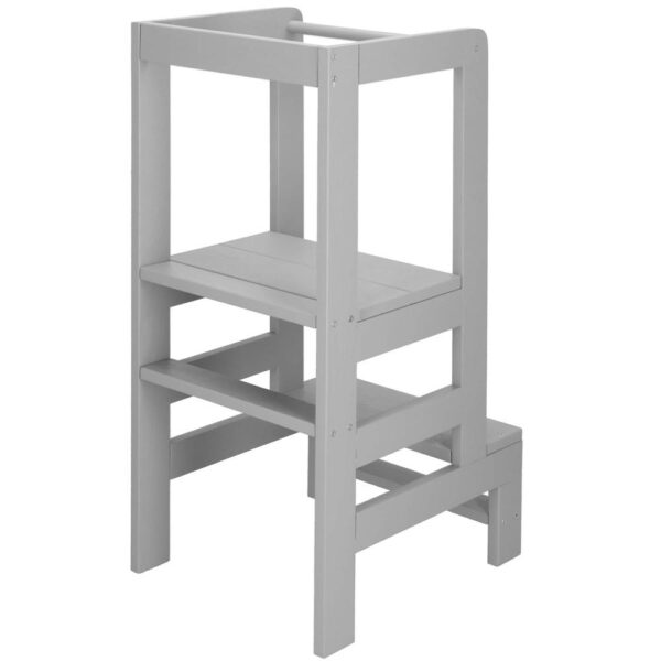 Turn de invatare inaltator multifunctional din lemn, platforma reglabila pe 3 inaltimi, 90x39x44 cm, gri - imagine 14