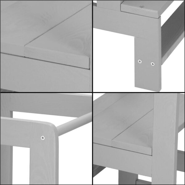 Turn de invatare inaltator multifunctional din lemn, platforma reglabila pe 3 inaltimi, 90x39x44 cm, gri - imagine 17