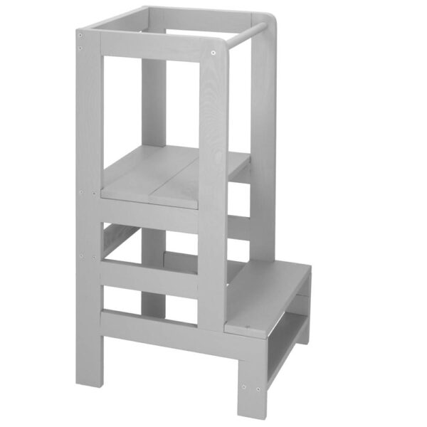 Turn de invatare inaltator multifunctional din lemn, platforma reglabila pe 3 inaltimi, 90x39x44 cm, gri - imagine 9