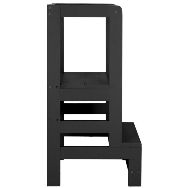 Turn de invatare inaltator multifunctional din lemn, platforma reglabila pe 3 inaltimi, 90x39x44 cm, negru - imagine 9